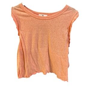 BP. Nordstrom Womens Heathered Coral Orange Lettuce Edge Knit Muscle Tank Top M